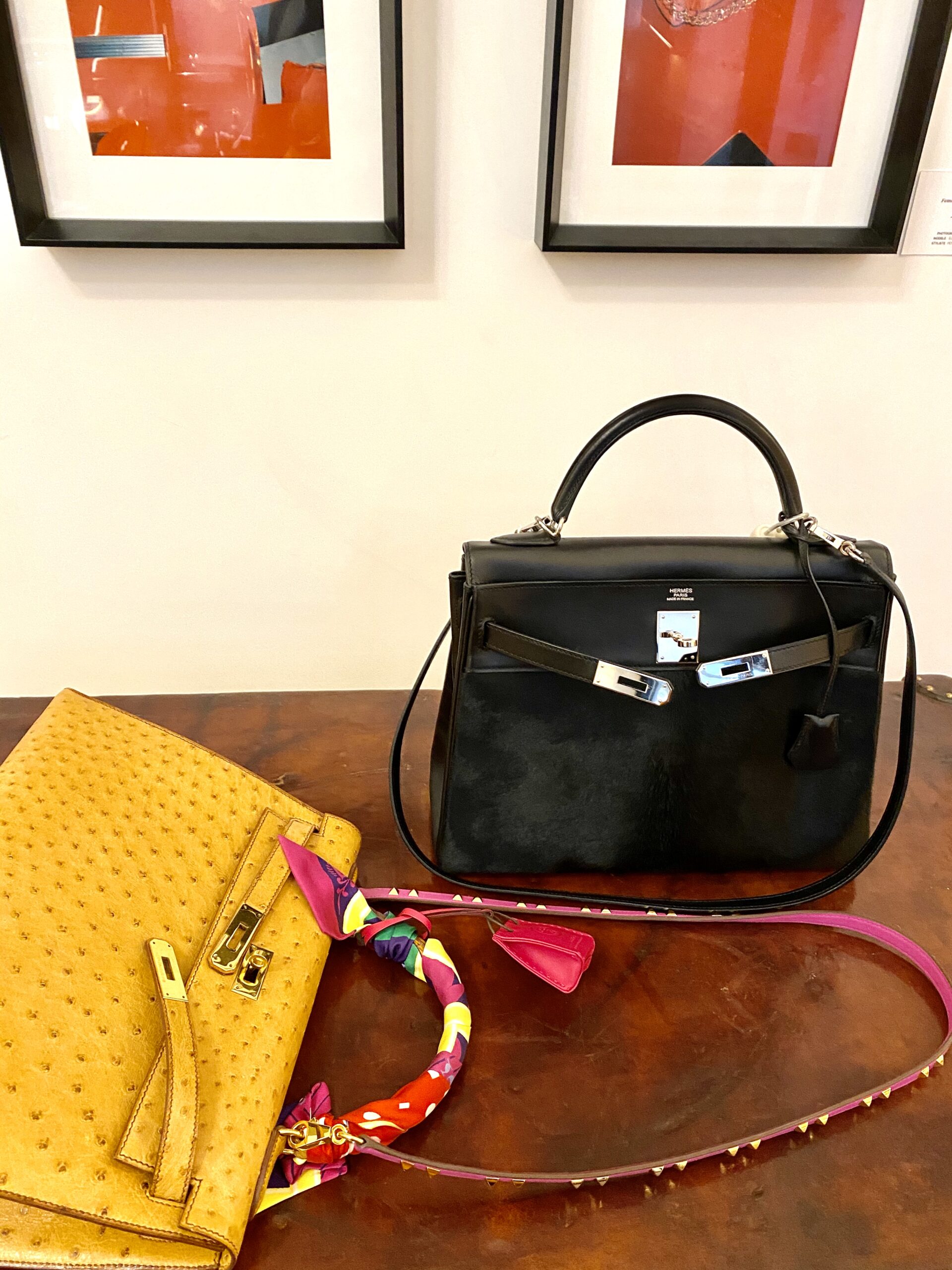 Hermès Kelly schwarz gelb